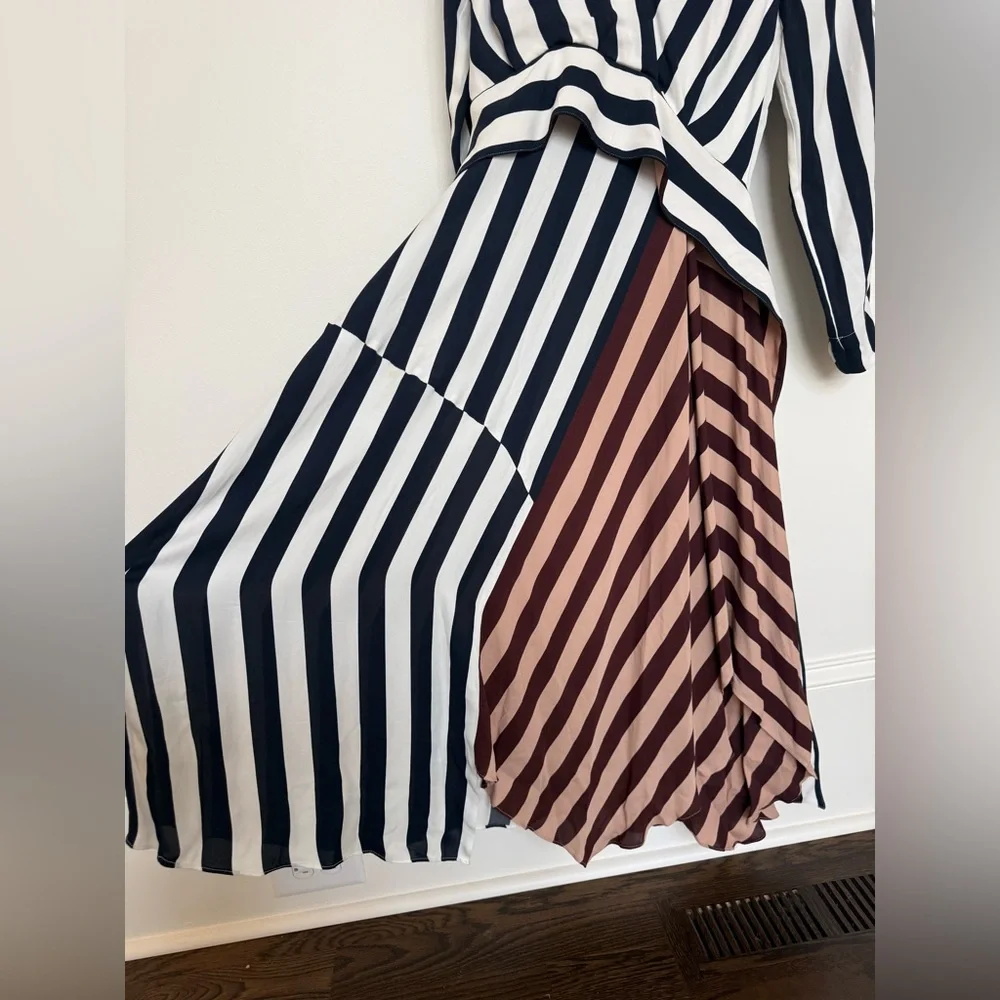 REISS Nola Colourblock Stripe Asymmetric Midi Dress – Excellent Condition - Picture 13 of 14